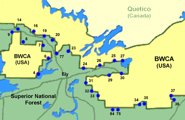 Boundary Waters Canoe Area Entry Points